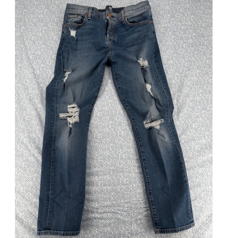 7 For All Mankind Josefina Skinny Boyfriend Distressed Jeans 29 AU0086018 Blue